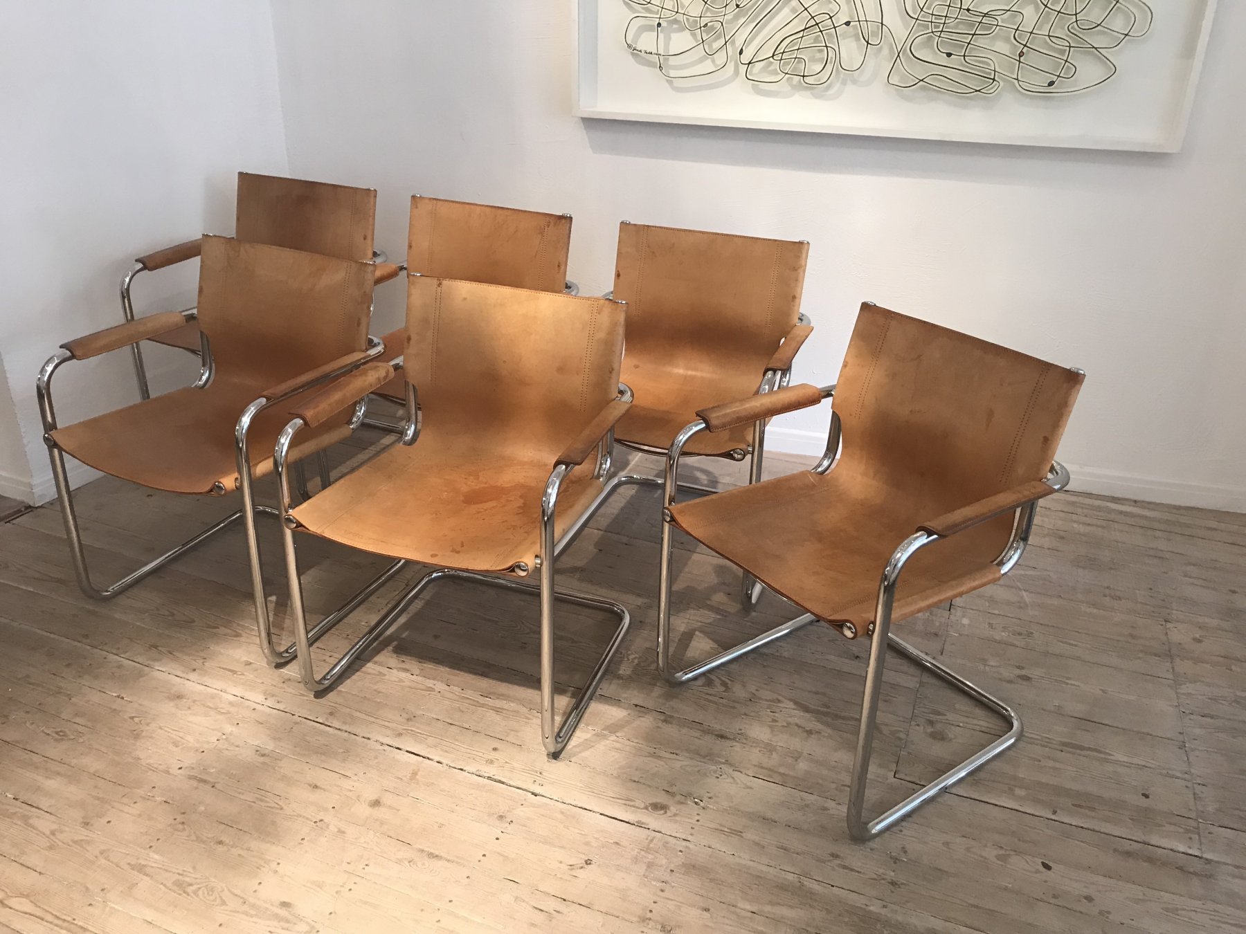 Set of 6 cognac leather chairs Ritter Studio
